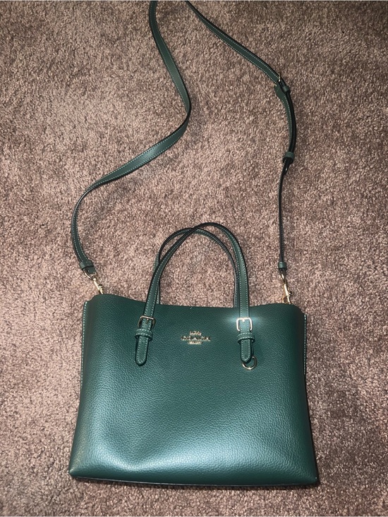 Coach Handbags - Coach Dark Green Pebble Leather Satchel with Adjustable Strap